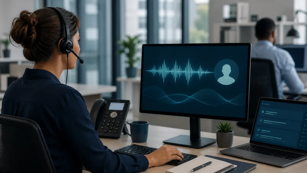 Recruiter die gestructureerde notities uit een AI voice-screeningworkflow bekijkt aan een staffingdesk