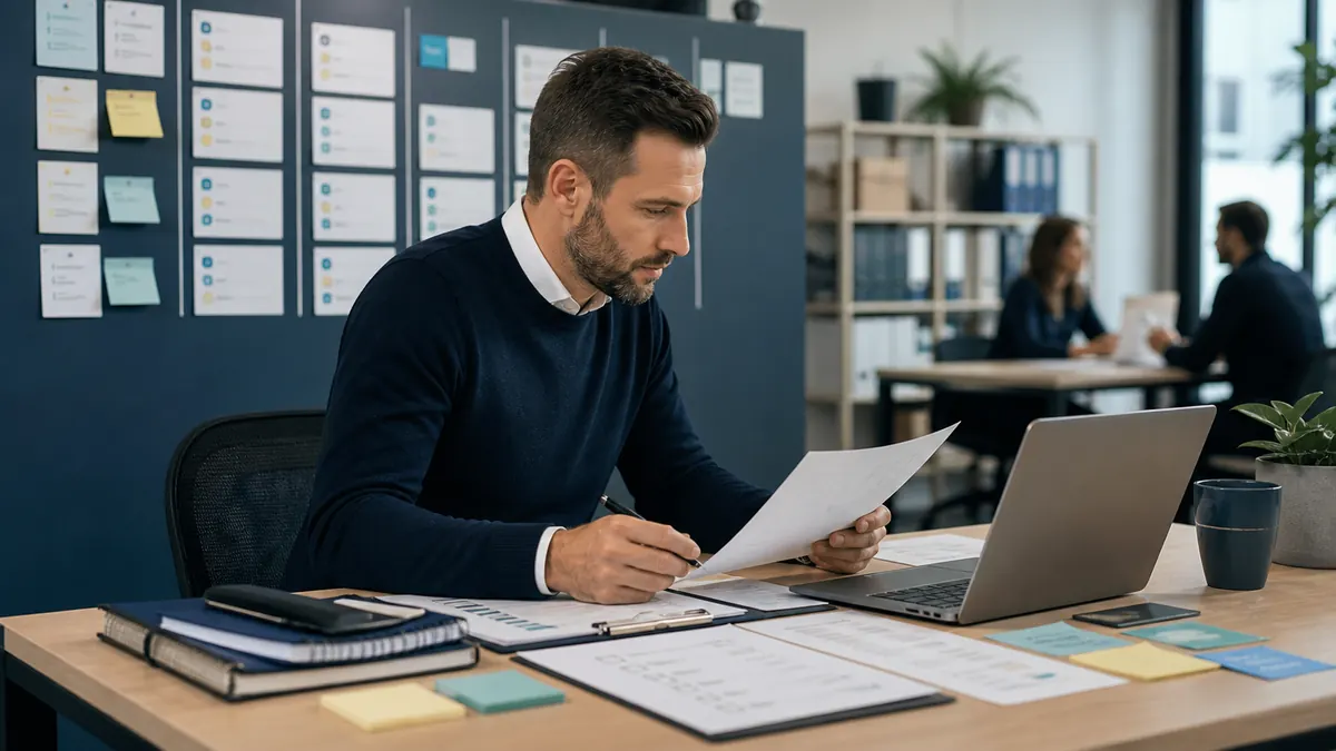 Operations lead van een staffingbureau die samen met recruiters een recruitment CRM-opschoonchecklist doorneemt