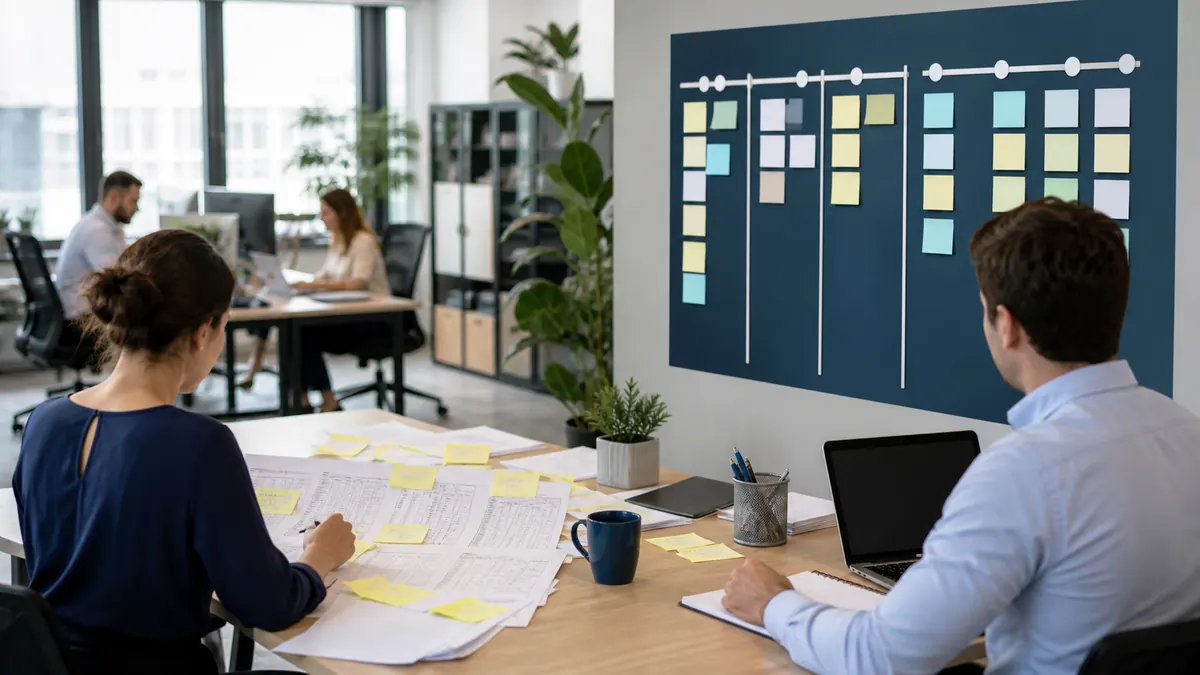 Editorial staffing operations visual showing recruiters moving from spreadsheets to a structured CRM workflow